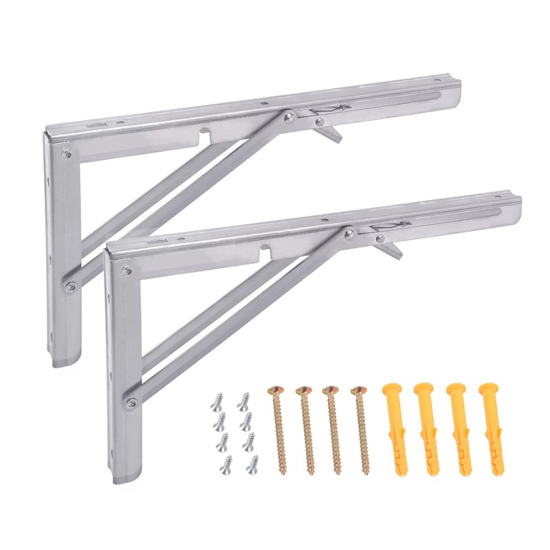 Doppy 12" Folding Shelf Brackets Heavy Duty Stainless Steel Collapsible