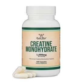 Double Wood Supplements- Píldoras de creatina 1,000mg por porción (120 cápsulas de creatina) Polvo de monohidrato de creatina micronizada w           