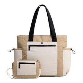 Milan Chiva Tote Bag for Women Lightweight Puffer Tote Bag Work Bag with Compartments for Travel, Daily, School, College, Airport, Nurse Bags Shoulder Bag Carry All Tote Bags with Cup Holder,2pcs