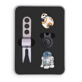 Golf Ball Marker Gift Set - Droids (Markers + Hat Clip + Divot Tool (Gift Tin))