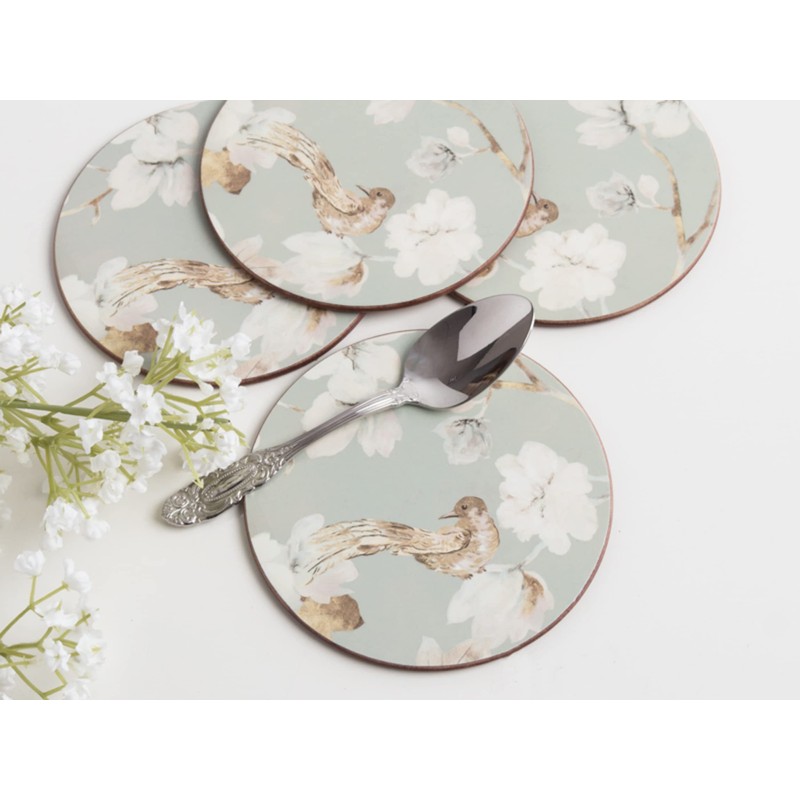 Creative Tops Duck Egg Floral Bird Cork-Back Premium Round Coasters,