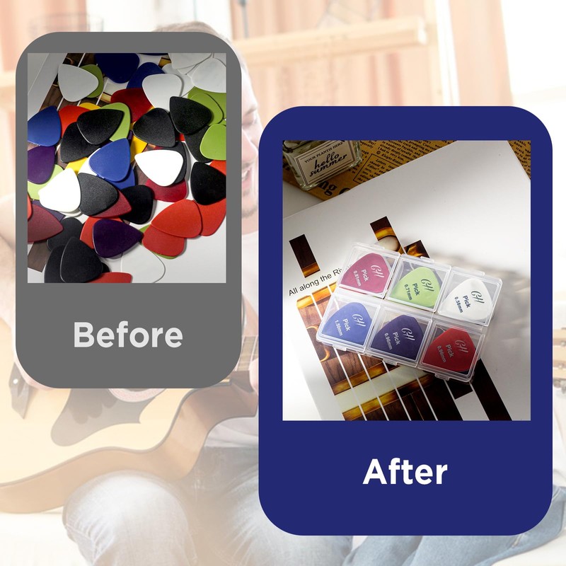 CollectHall Guitar Pick Holder, 6 Grid Guitar Pick Case, 60