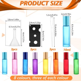 CYEER 24 Stück Roll On Flasche Leer 10ml, Ätherische Öle Roller Flaschen, Bunt Roll on Glasflaschen, Klein Roll on Flasche mit Rollenkugel für Ätherisches Öl, Spa, Massage, Aromatherapie