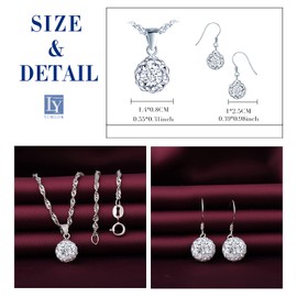 Yumilok Women's Jewellery Set Small Ball Pendant Stud Earrings Necklace Earrings Chain Set Jewellery Set 925 Sterling Silver for Girls, Sterling Silver Sterling Silver Zirconia