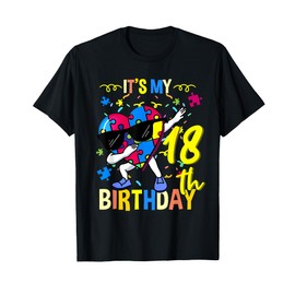 Its My 18th Birthday Dabbing Autism Puzzle T-Shirt