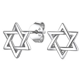 Suplight 925 Sterling Silver Magen Star of David Earrings Jewish Star Stud Earrings for Men Women