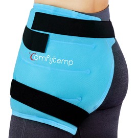 Comfytemp Hip Ice Pack Wrap for Sciatica Discomfort, Reusable Thigh Cooling Pack, Hot and Cold Gel Ice Pack for Comfort, Hip Surgery Recovery, Muscle Strain (S)