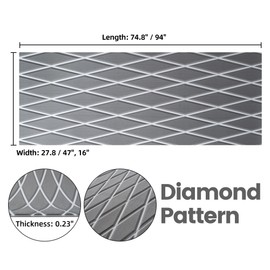 Fullfire Boat Flooring - EVA Foam Boat Decking - Marine Mat Boat Carpet Sheet Self-Adhesive Flooring Material, for Motorboat Yacht Kayak RV 94" x 16", Grey with White Lines