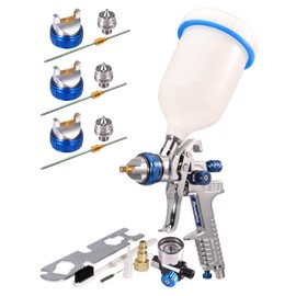 Dynastus 22 Oz. HVLP Air Spray Gun Auto Car Detail Paint Sprayer, Replaceable 3 Nozzles 1.4mm 1.7mmm 2.5mm, with Filter and Air Regulator