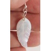 Long Mother of Pearl Carved Shell Leaf or Feather Dangle