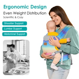 YooxArmor Baby Carrier Newborn to Toddler, Ergonomic Adjustable Toddler Carrier for 7-33 Lbs, Cozy Lightweight Infant Carrier with Neck Support, Baby Holder Carrier with Lumbar Support for Mom Dad