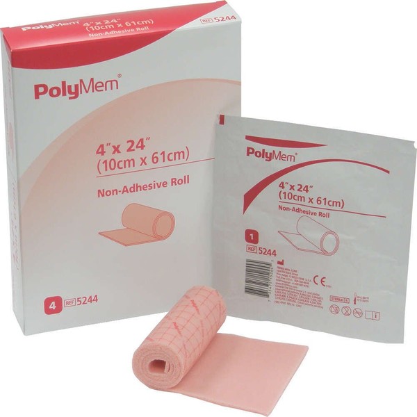 PolyMem Non-Adhesive Wound Dressing, Sterile, Foam, 4' X 24' Roll, 5244 (Box of 4)