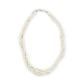 Cowei Store AP13-wh Pearl Necklace, 6 Strands of Pearls, Small, Formal, Weddings, Entrance Ceremonies, Parties, Funerals, Women's, Plastic