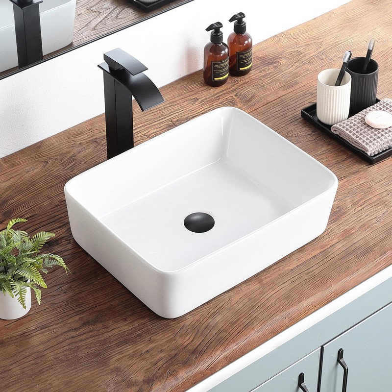 Bathroom Vessel Sink Rectangle-KARAMAG 19x15 Inch Bathroom Sink Countertop Rectangular
