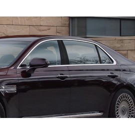 Rvinyl Pillar Post Pre Cut Window Trim Kits in Gloss Black Compatible with Genesis G90 2017-2022 - Adhesive Backs