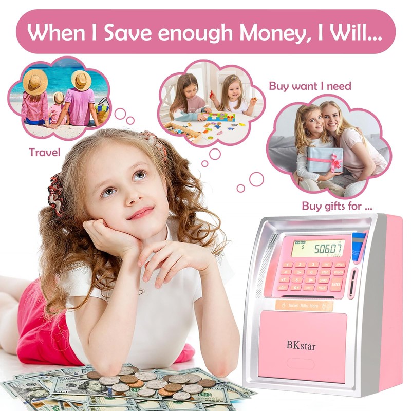 BKstar Kids Talking ATM Piggy Bank for Real Money with