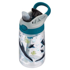 Contigo Kids Straw Water Bottle with AUTOSPOUT Lid 14oz. White Sharks