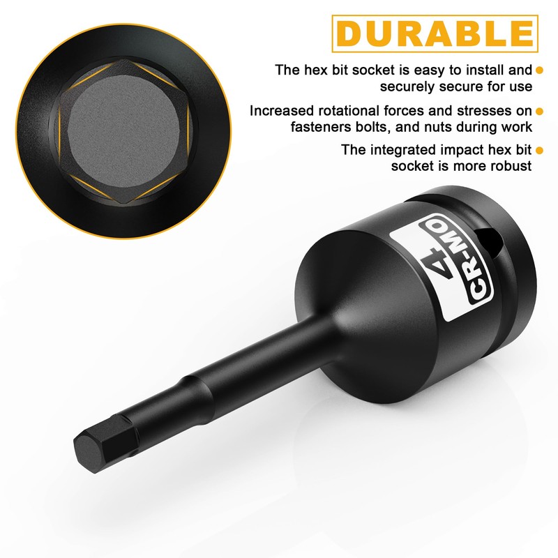KIRXST Power Bit Insert Hexagon Socket 1/2 Inch H4 (4