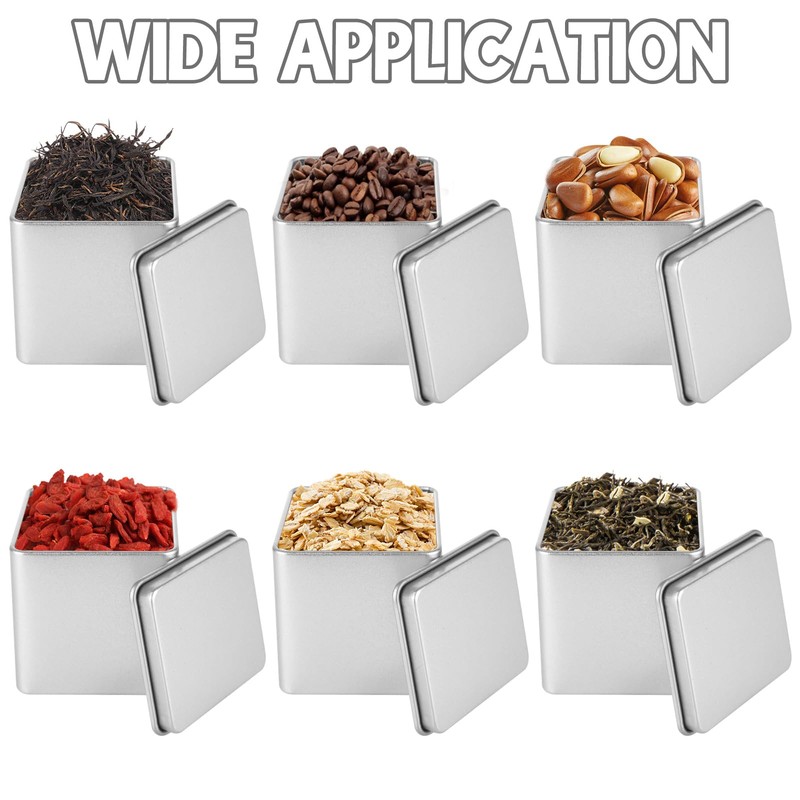 WOPPLXY 12 Pack 3Oz Square White Metal Tins, Square Tin
