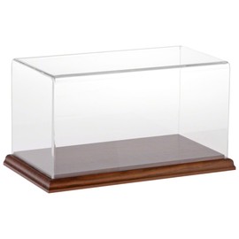 Plymor Clear Acrylic Display Case with Hardwood Base, 10" W x 5" D x 5" H