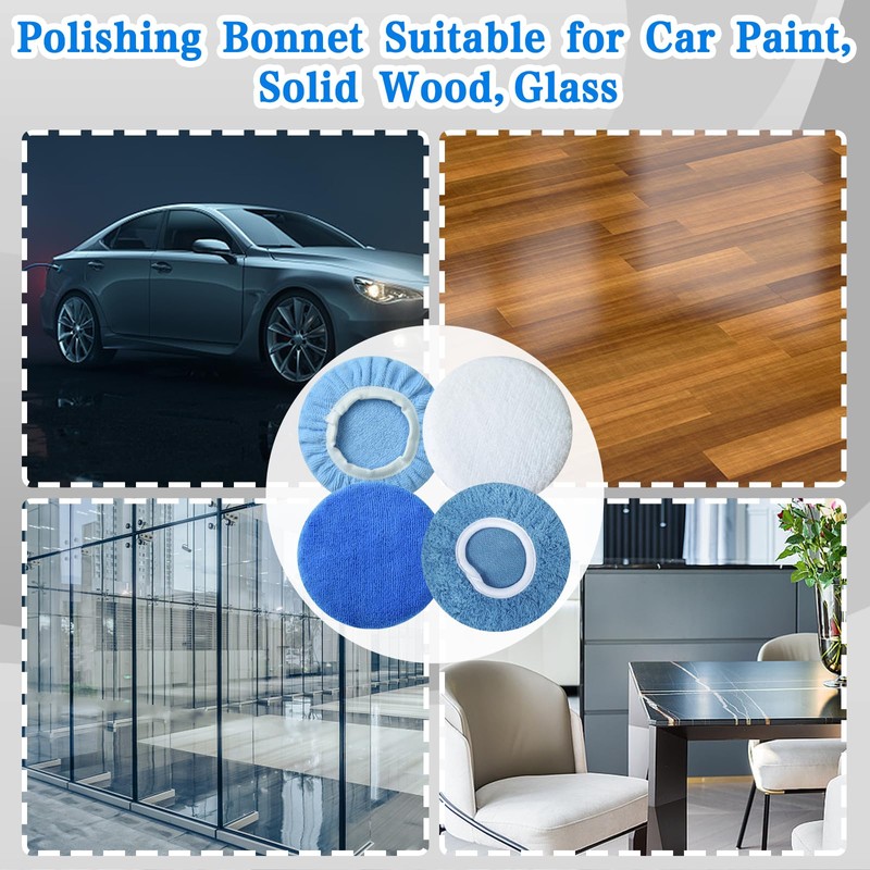 Buffing Bonnets Kit - 12pcs Polishing Bonnets for 9-10 Inch