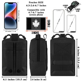 bvya Tactical Molle Pouch Multi-Purpose Compact Waist Pack Water-Resistant Small Utility EDC Pouch with CA Flag Patch for Molle Backpack, Mini Compass Included