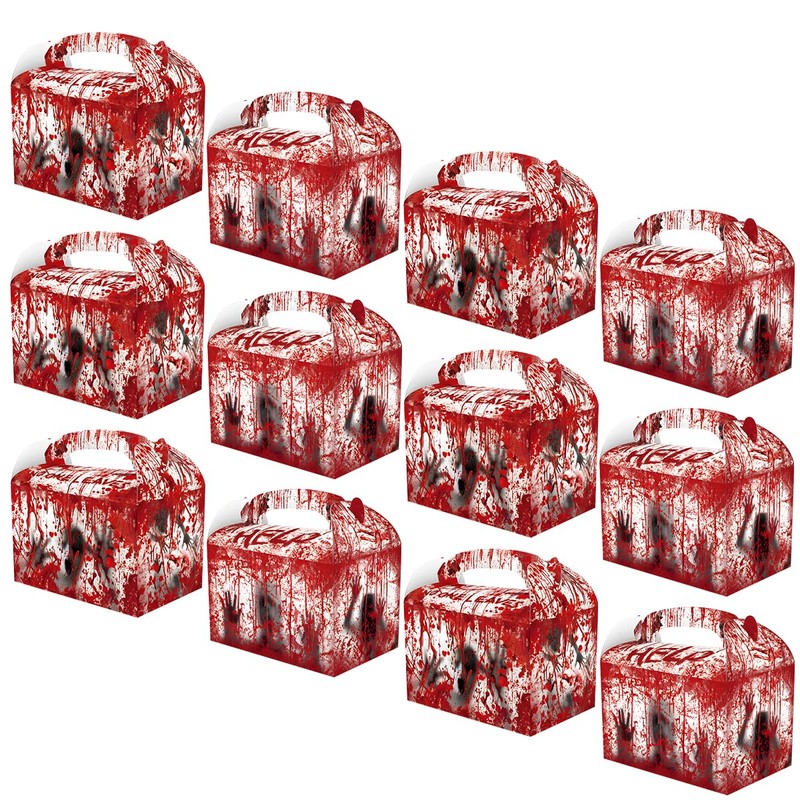 OUYANS 12Pcs Halloween Bloody Party Boxes,Spooky Blood Handprint Gift Boxes