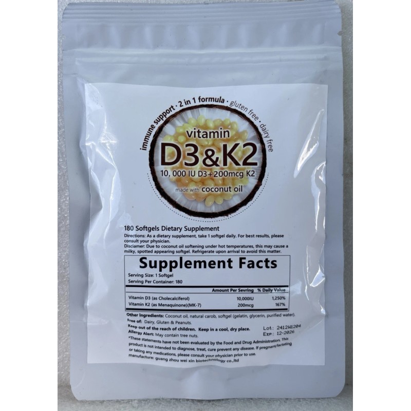 Vital Boost Vitamin D3 10000 iu Plus K2 MK-7 200