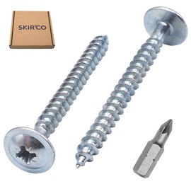 SKIR'CO (60 pcs) Zinc Plated Steel 5.0 x 50 mm Silver Wood Screws, Metal Screws, Wafer Head, Pozidriv, Self Tapping