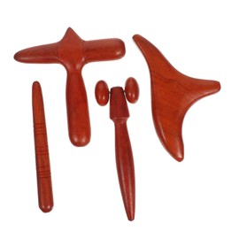 Ipetboom 4pcs Wood Massage Tool Portable Wooden Sculpting Massager for Muscle Relief Scraping with Easy Grip Design Suitable for Neck Back and Face Massage