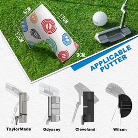 Mytag Putter Cover Headcover Premium Leather Magnetic Closure Pin Type Putter Cover Compatible with ODYSSEY (White)