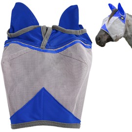 S Premium Horse Fly Mask with Ears | Smoothly Protect Face and Ears from UV & from Insects | Made with Durable elasticable Lattice | Sweat Absorber | Comfortable & Relaxable | Size: Medium & Large
