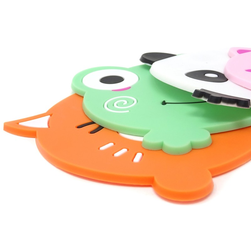 Honbay 5PCS Cute Colorful Animal Silicone Rubber Coasters Cup Mats