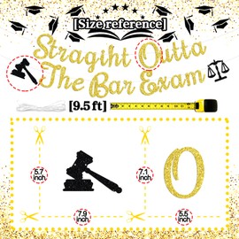 Stragiht Outta The Bar Exam Banner, Congrats Lawyer Passed the Bar Born to Argue, Law School Survivor Graduation Party Decorations Supplies, Gold Glitter