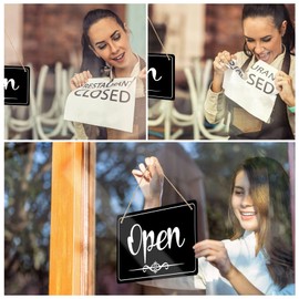 CARGEN Open Signs - Double Sided Open Closed Sign Business Hours Hanging with Rope Hours of Operation for Business Walls Window Shop Bar Hotel