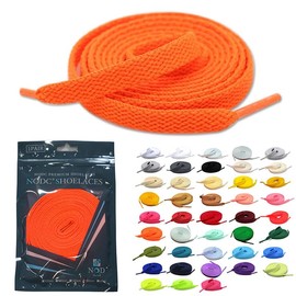 NODC M Shoelaces, Solid Color, Flat Laces, 39.4/47.2/55.1/63.0 inches (100/120/140/160 cm), orange, 120