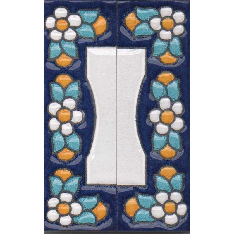 Blue Floral Ceramic Numbers & Letters Tiles 7.5 x 2