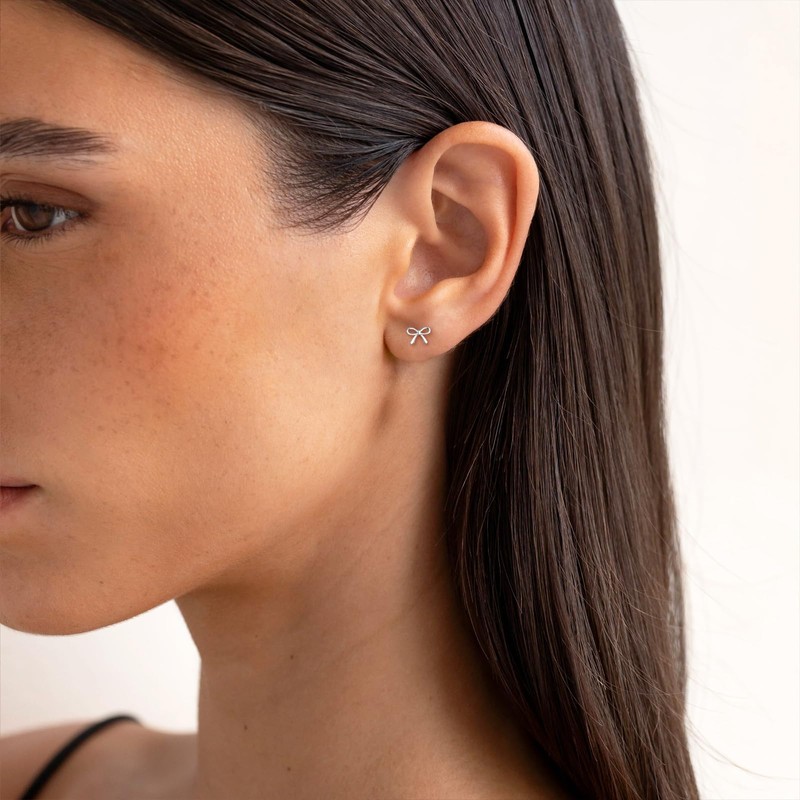 Gold Bow Earrings for Women - Stud, Long Ribbon Hoop,