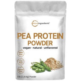 Micro Ingredients North American Grown, Pea Protein Powder, 5 Pounds | Plant Based, Unflavored | Complete Vegan Protein Source – 27g Serving | Rich in BCAAs & EAAs | Non-GMO, Keto Friendly