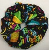 Handmade Happy Birthday Multi Color on Black Party Scrunchie Hair