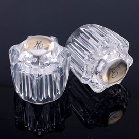 Gosknor 2pcs Shower Knob Replacements, Clear Acrylic Hot/Cold/Diverter Shower Knobs Compatible with Delta/Delex/Peerless Bathtub Shower Faucet Handle