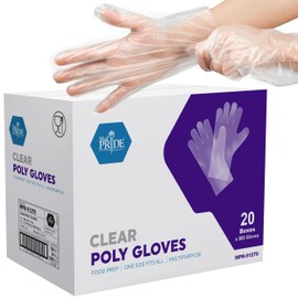 MED PRIDE Clear Food-Prep Poly Gloves [500-Pack] Multipurpose Latex-Free Disposable Gloves For Cooking, Food Handling, Meal Prep, Painting, Cleaning |Comfy, One-Size Fits All Serving Gloves