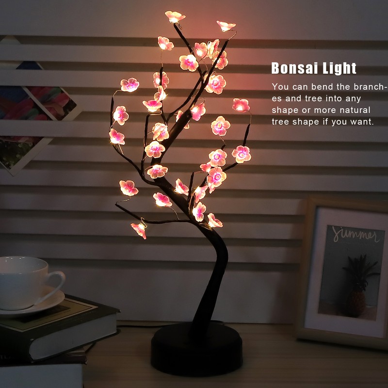 USB 35LED Plum Flower Bonsai Light Tree Lamp Home Christmas