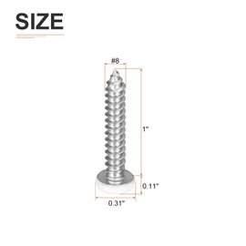 DTGN #8x1" White Screws 100Pack - 304 Stainless Steel Pan Head Phillips Sheet Metal Screw Self-Tapping Screw Wood Screws