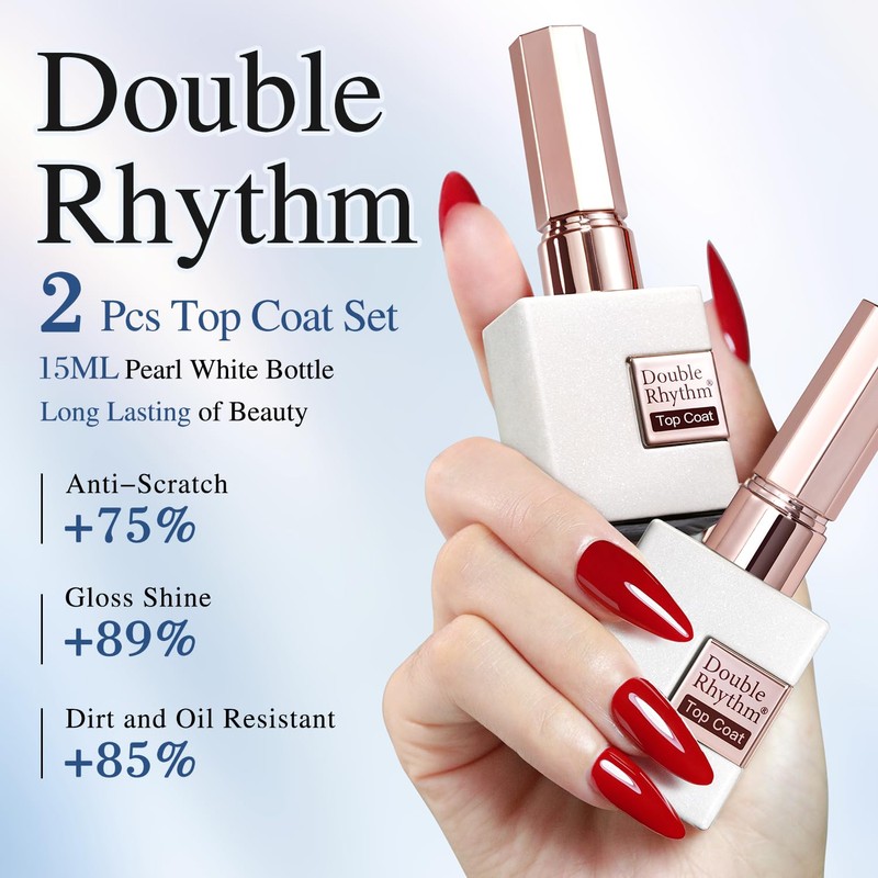 Double Rhythm 2 Pcs 15ML No Wipe Gel Top Coat