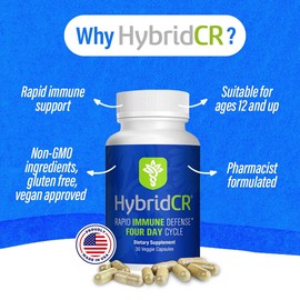  Hybrid Remedies HybridCR Rapid Immunity Supplement | Zinc, Echinacea, Andrographis, Ginseng, Selenium, Gluten-Free & Non-GMO | 5-in-1 Immune Support Supplement | Pharmacist Formulated 1 Month Supply (30 Veggie Caps)
