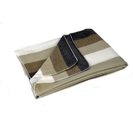 Alpaca Land, Handmade Ecuadorean Alpaca Wool Blankets/Throws (Light Brown Stripe)