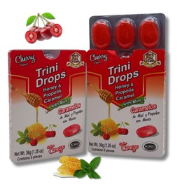 Caramelos de propoleo-menta & Cereza, Paquete de 2 (9 piezas cada cartea) La Tia Trini | Propolis & mint candies 2 Pack Propolis honey, cherry & Mint flavor (9 pieces each pack) Tia trini