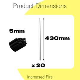 Increased Fire Black Oil Diffuser Sticks 20pcs 16.93in/43cm0.197in/5mm Fragrance Refill Fibre Reed Thick Diffuser Sticks for Home Office Spa and Bedroom