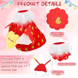 Cosblank Red Love Bug Goose Outfit Valentine‘s Day Porch Goose Clothes, Cute Ladybug Costume for Cement Statue Lawn Decor Outdoor Garden Yard Patio Art Decoration(17 H Statue)